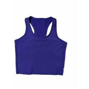 Gymshark Electric Purple Laser Cut Crop Top Peekaboo Racerback Indigo Medium